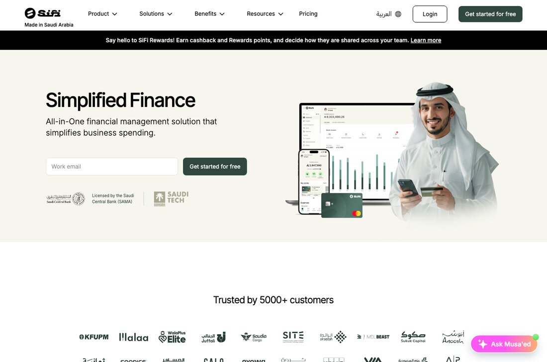 SiFi product: spend dashboard, mobile app, and corporate cards